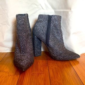 Fabric sequin ankle booties
